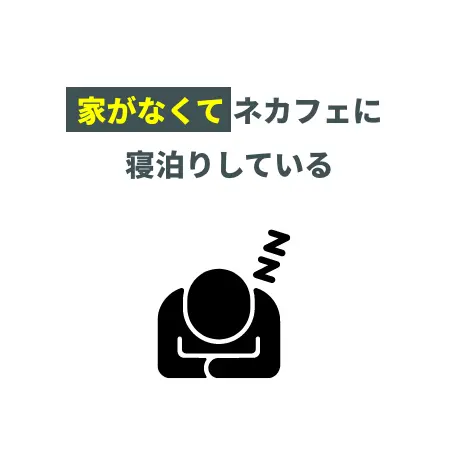 家がなくてネカフェに寝泊りしている